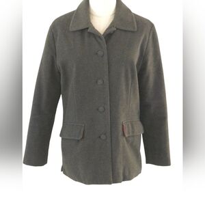 L.L. Bean Olive Green Wool.and Cashmere Blend Blazer Coat
